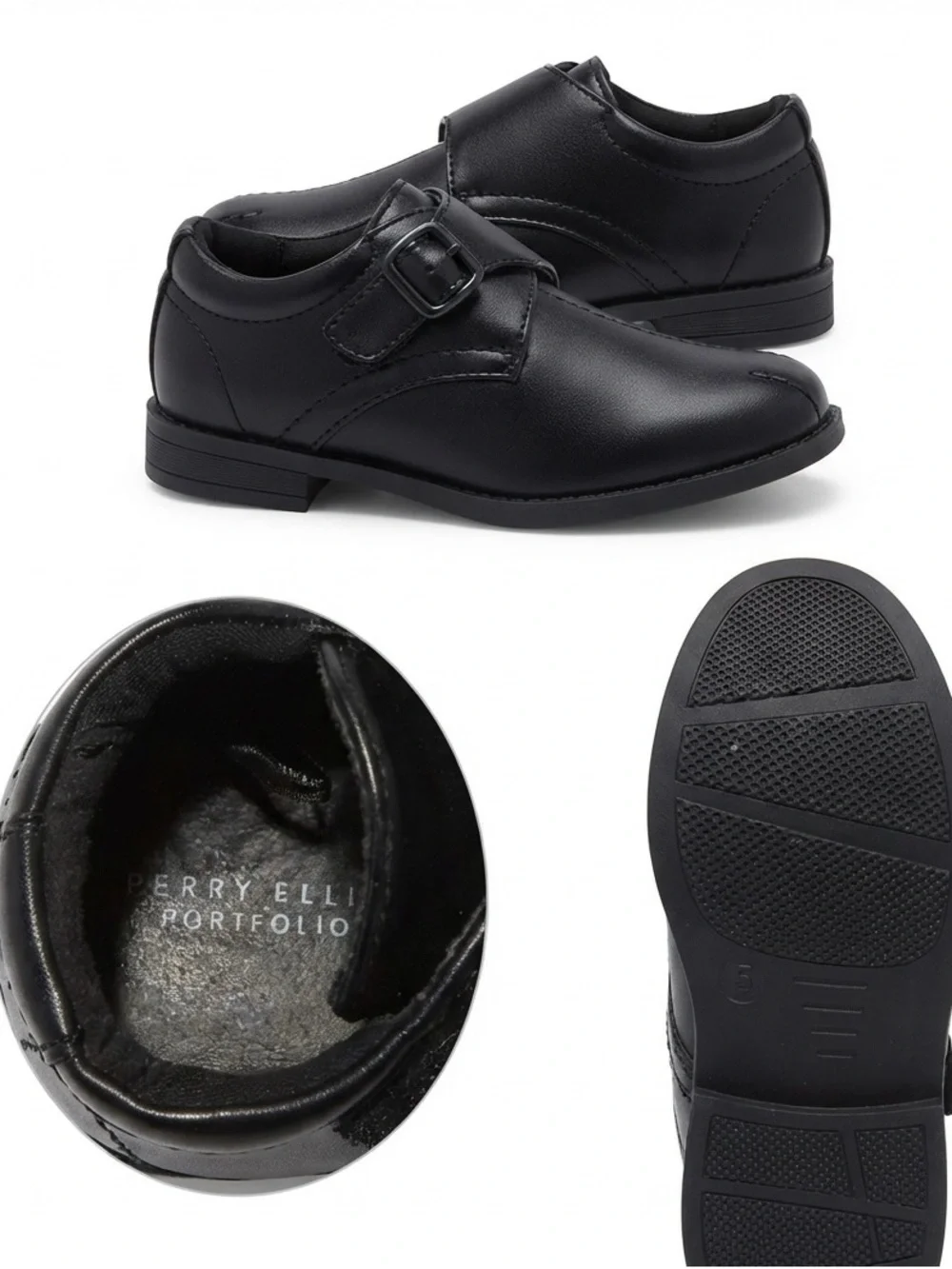 Classic Kids Dress Shoes with Buckle Strap - Black
